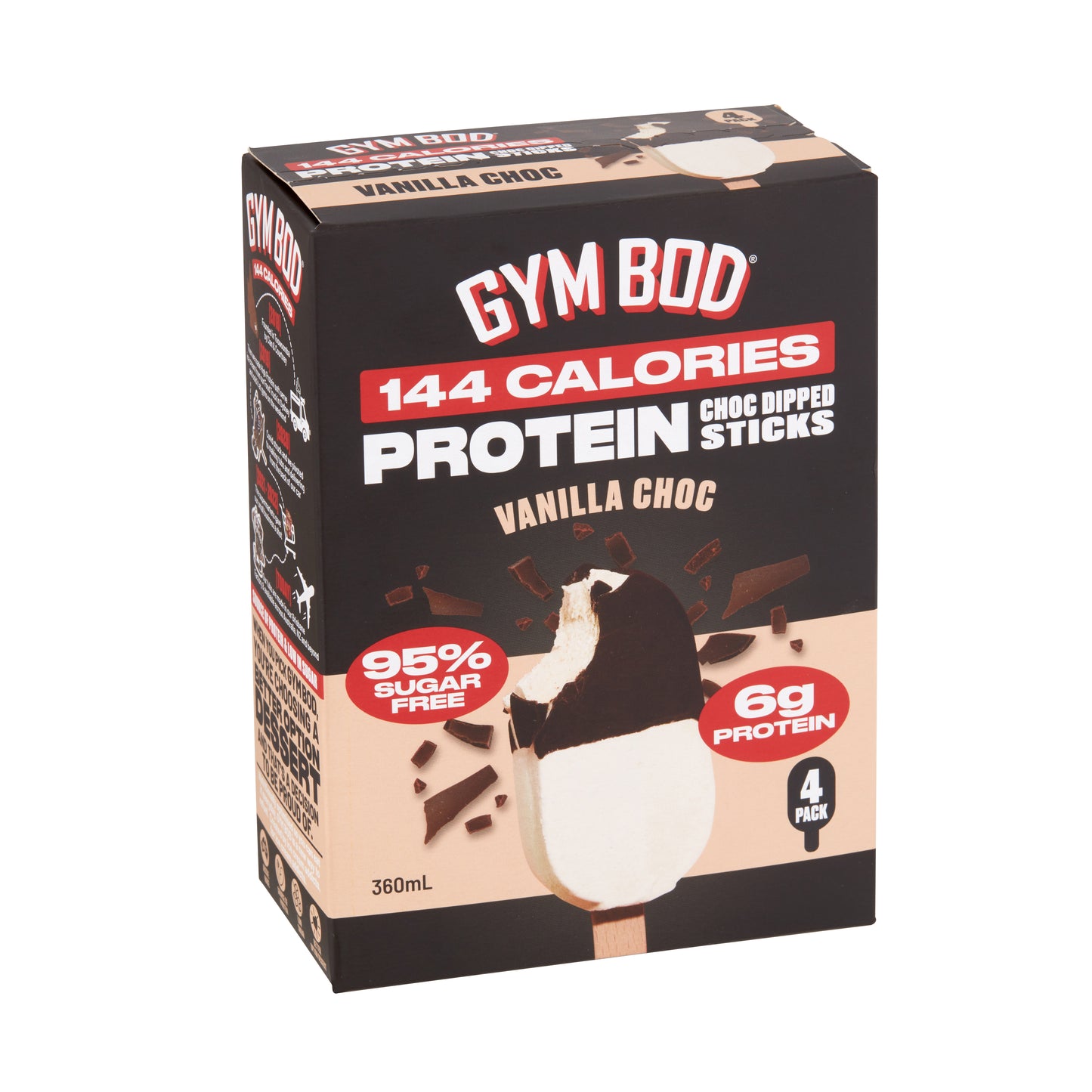 GYM BOD Protein Vanilla Choc Dipped Sticks (4 Pack)