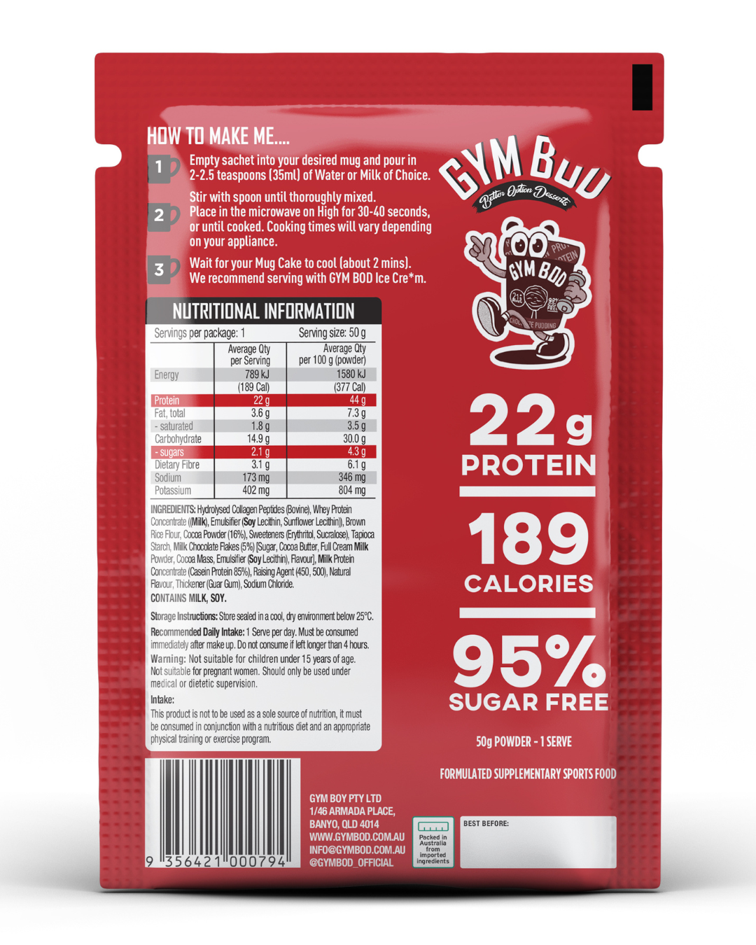 GYM BOD Double Choc Protein Mug Cake