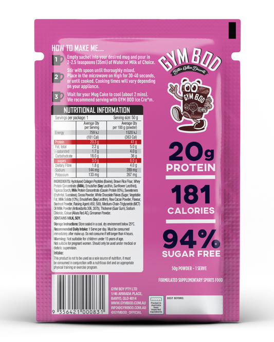 GYM BOD Red Velvet Protein Mug Cake