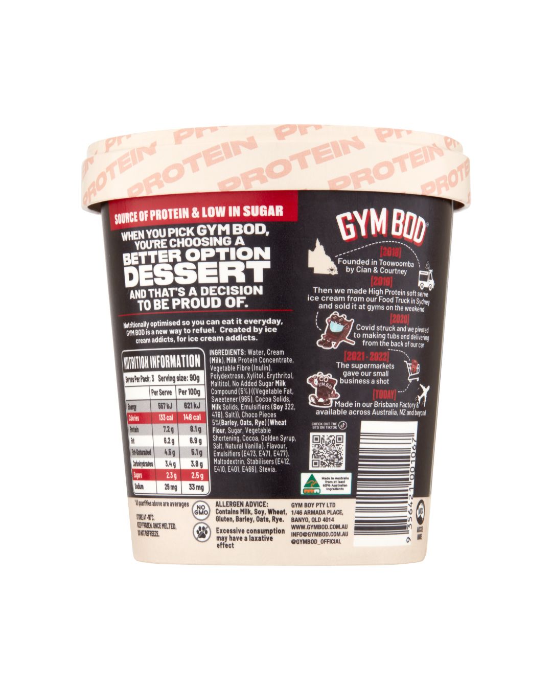 GYM BOD Cookies & Cream Choc Top Ice Cre*m 475ml