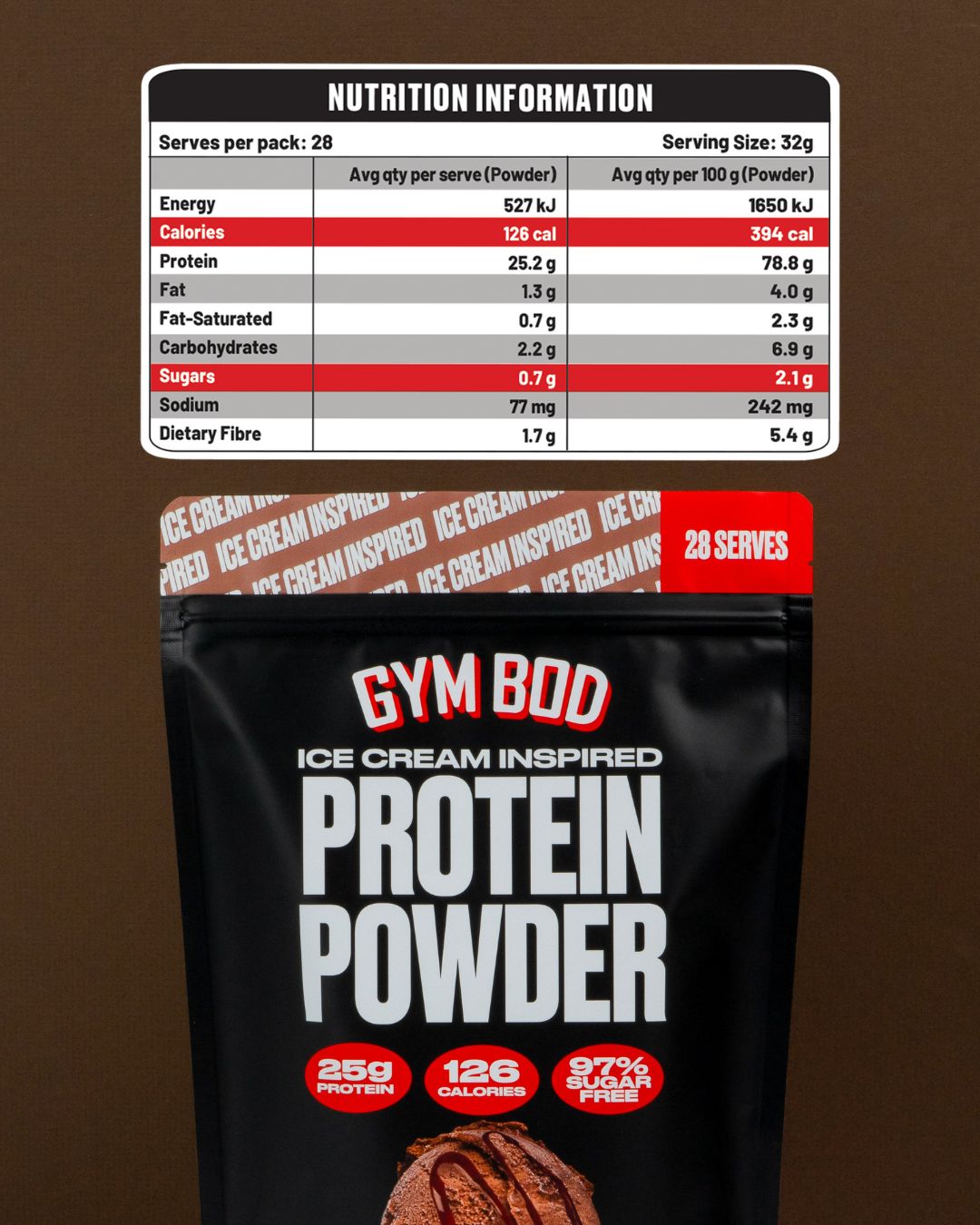 GYM BOD Chocolate Pudding Protein Powder