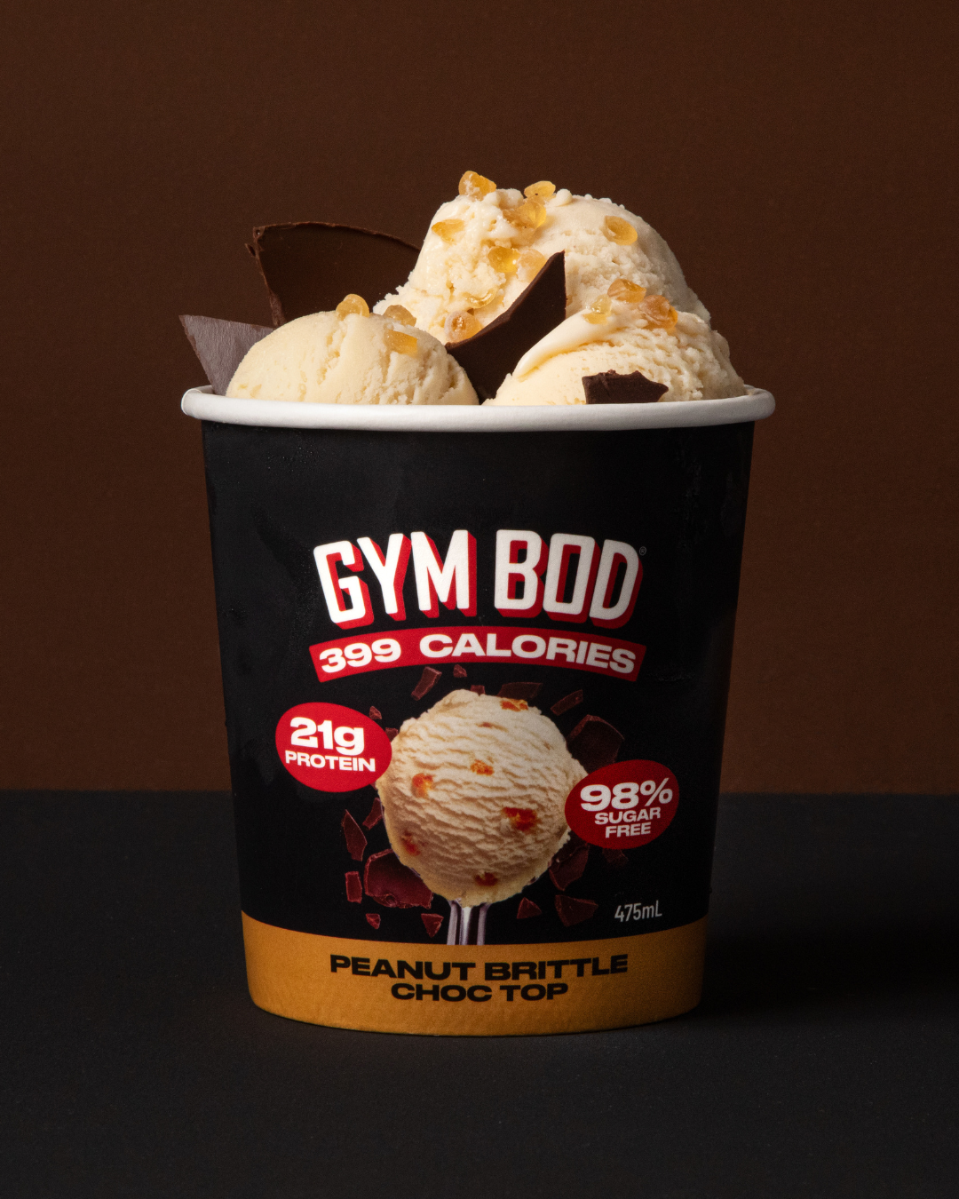 GYM BOD Peanut Brittle Choc Top Ice Cre*m 475ml