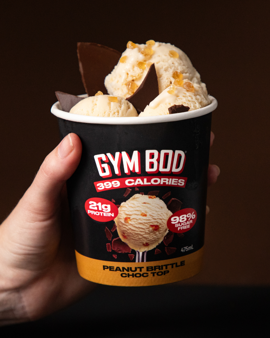 GYM BOD Peanut Brittle Choc Top Ice Cre*m 475ml