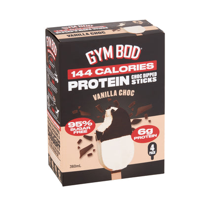 GYM BOD Protein Vanilla Choc Dipped Sticks (4 Pack)