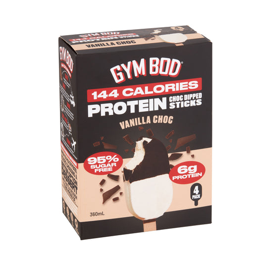 GYM BOD Protein Vanilla Choc Dipped Sticks (4 Pack)
