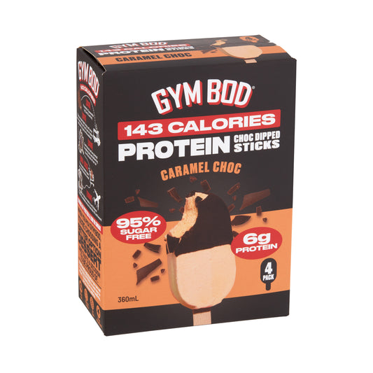 GYM BOD Protein Caramel Choc Dipped Sticks (4 Pack)