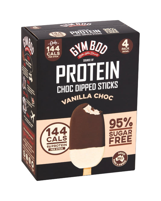 GYM BOD Protein Vanilla Choc Dipped Sticks (4 Pack)