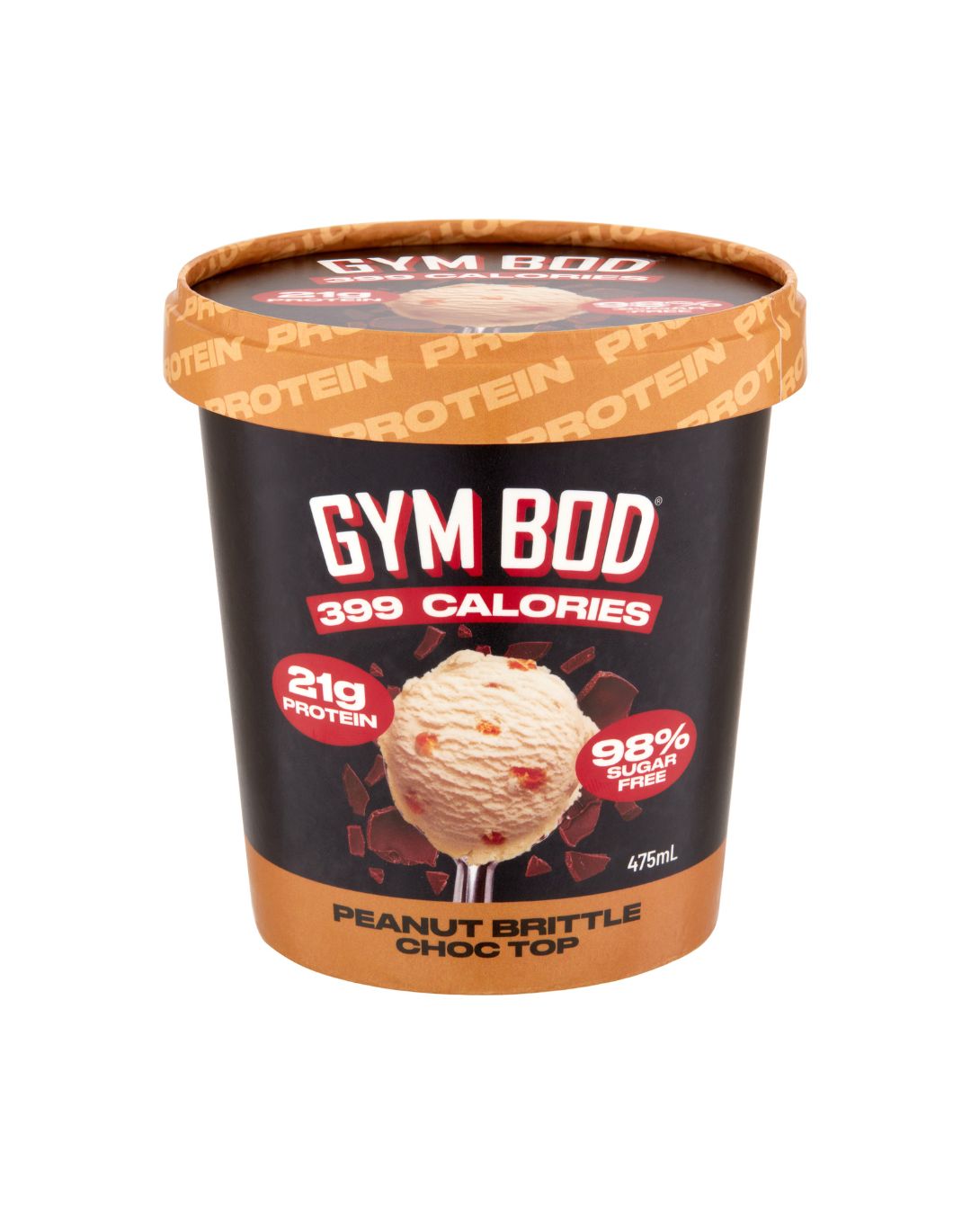 GYM BOD Peanut Brittle Choc Top Ice Cre*m 475ml