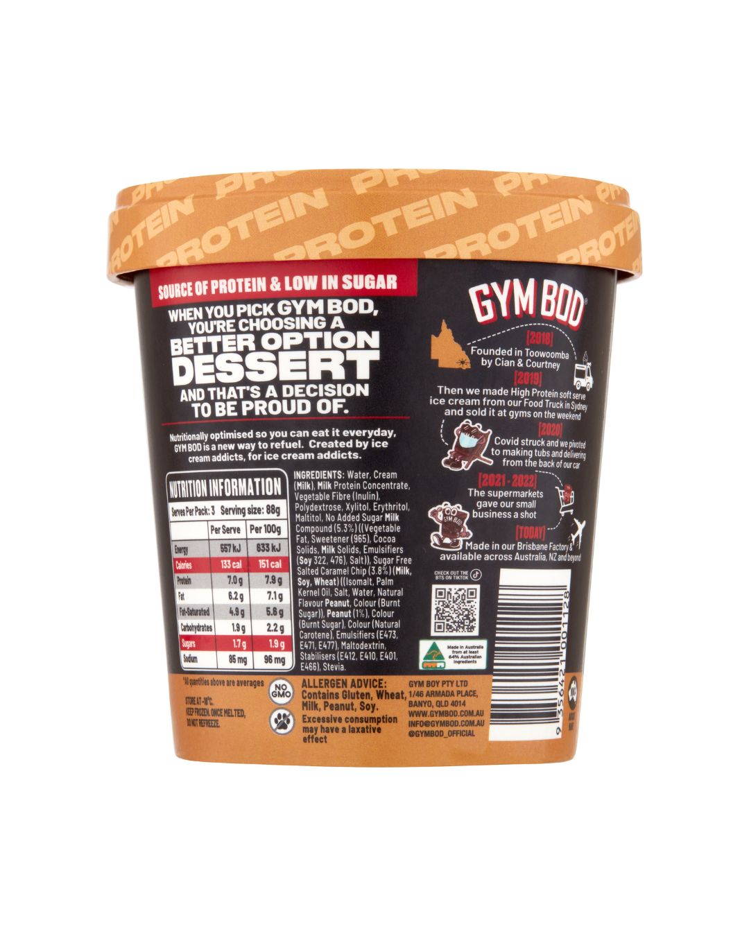 GYM BOD Peanut Brittle Choc Top Ice Cre*m 475ml