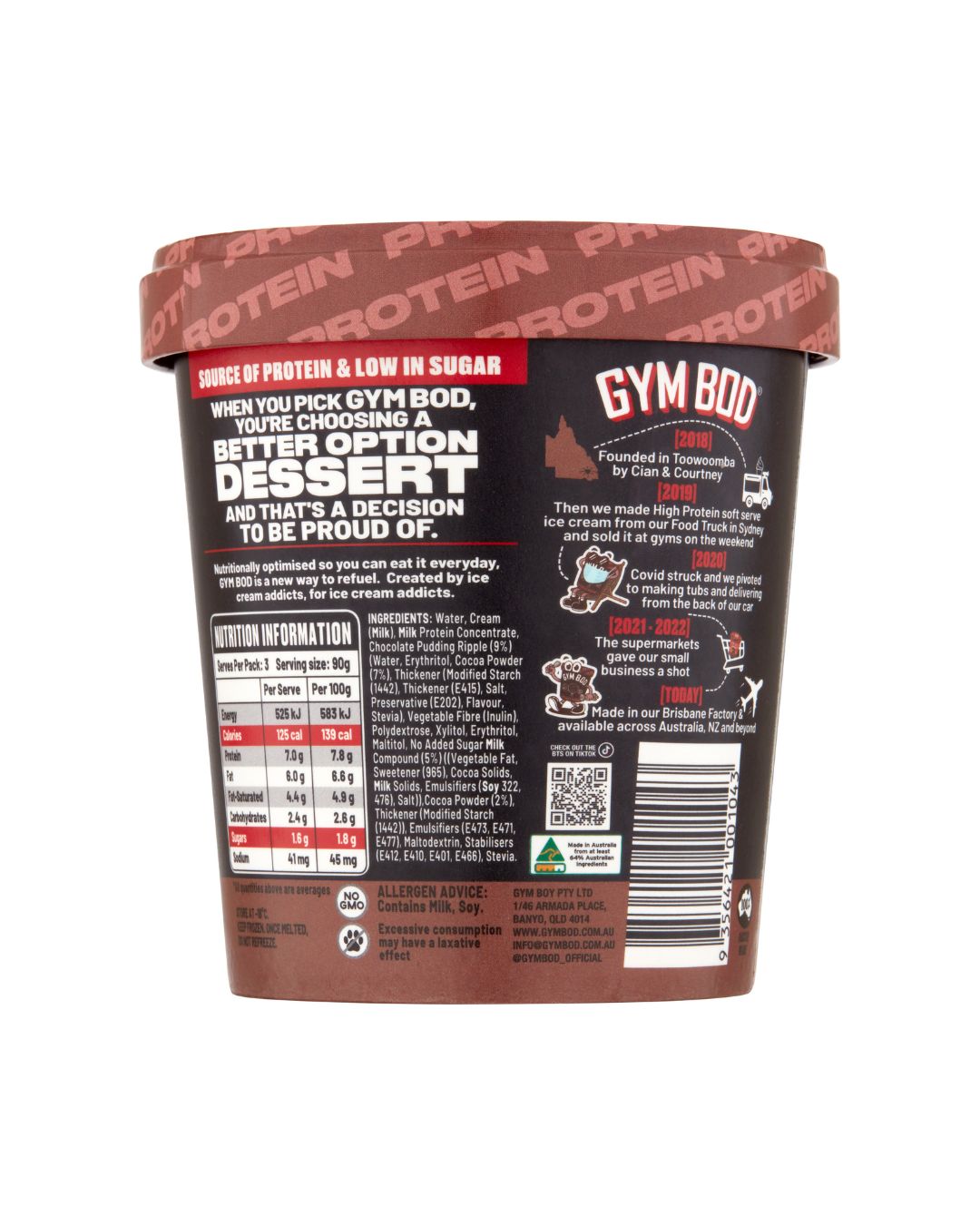 GYM BOD Choc Pudding Choc Top Ice Cre*m 475ml