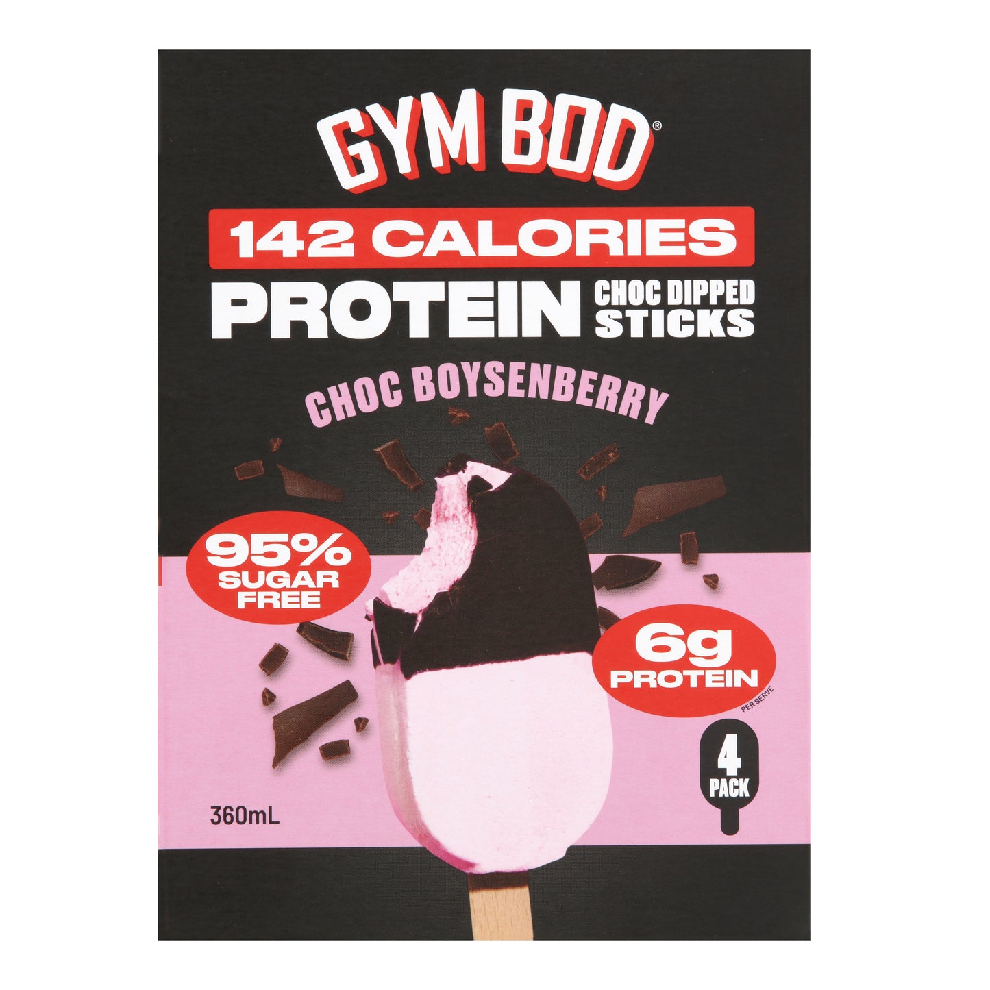 GYM BOD Protein Choc Boysenberry Choc Dipped Sticks (4 Pack)