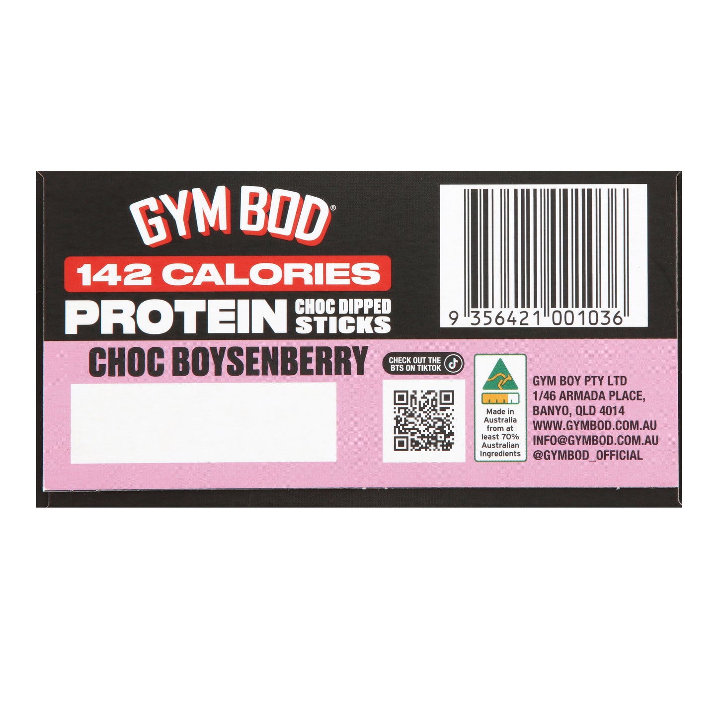 GYM BOD Protein Choc Boysenberry Choc Dipped Sticks (4 Pack)