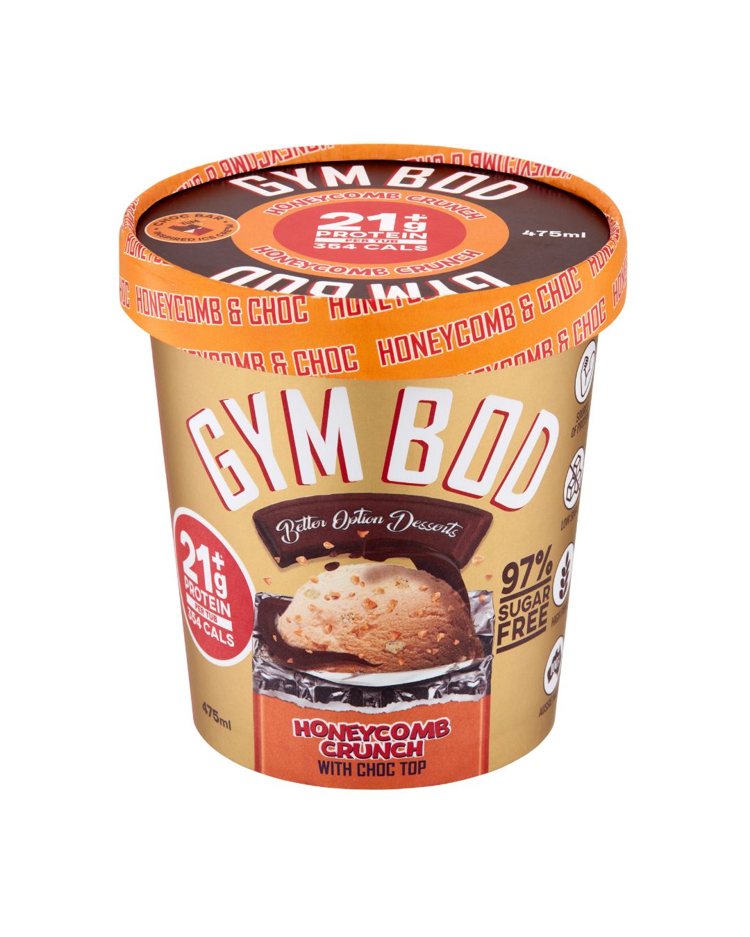 GYM BOD Honeycomb Crunch Ice Cre*m 475ml - GYM BOD