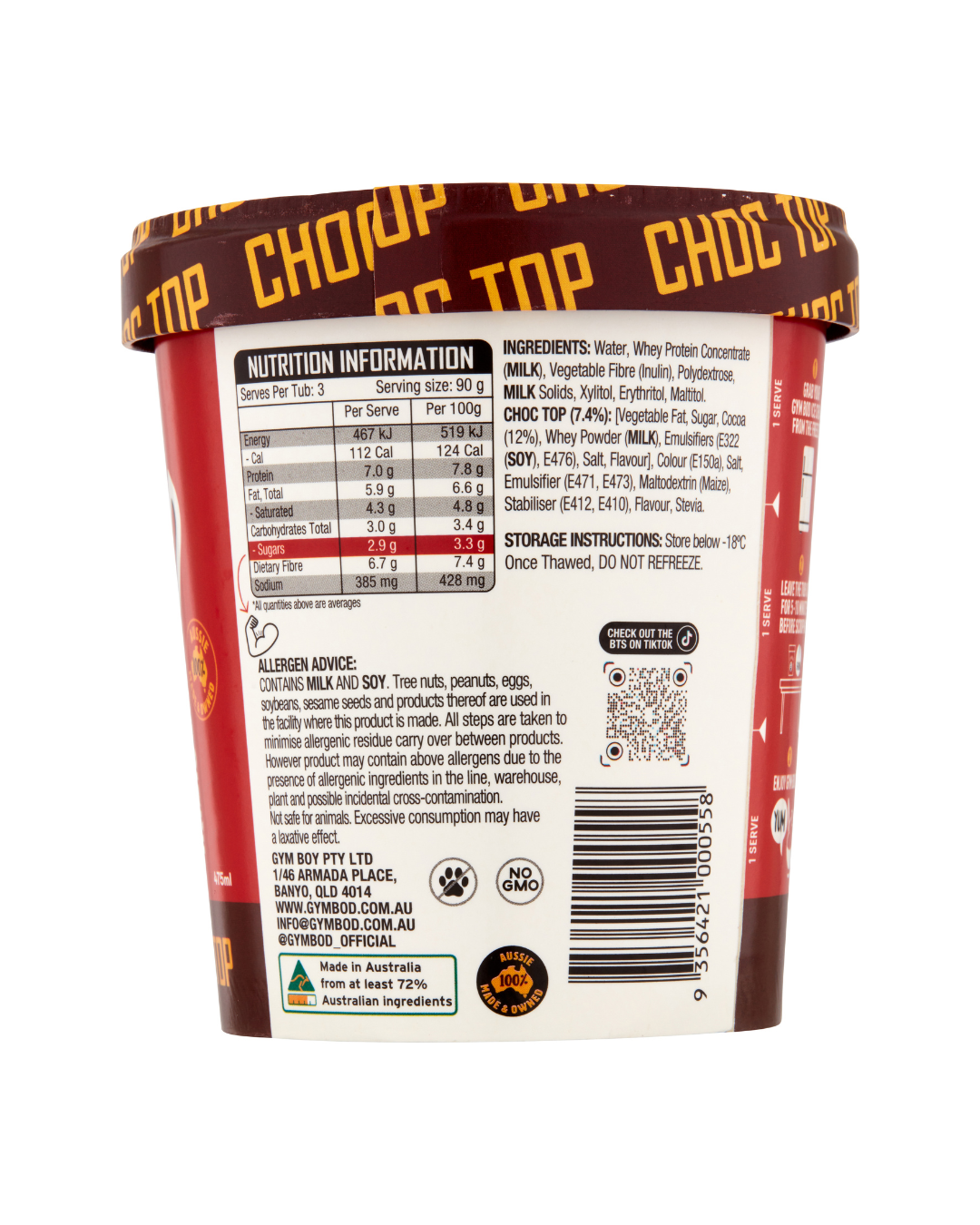 GYM BOD Salted Caramel Choc Top Ice Cre*m 475ml