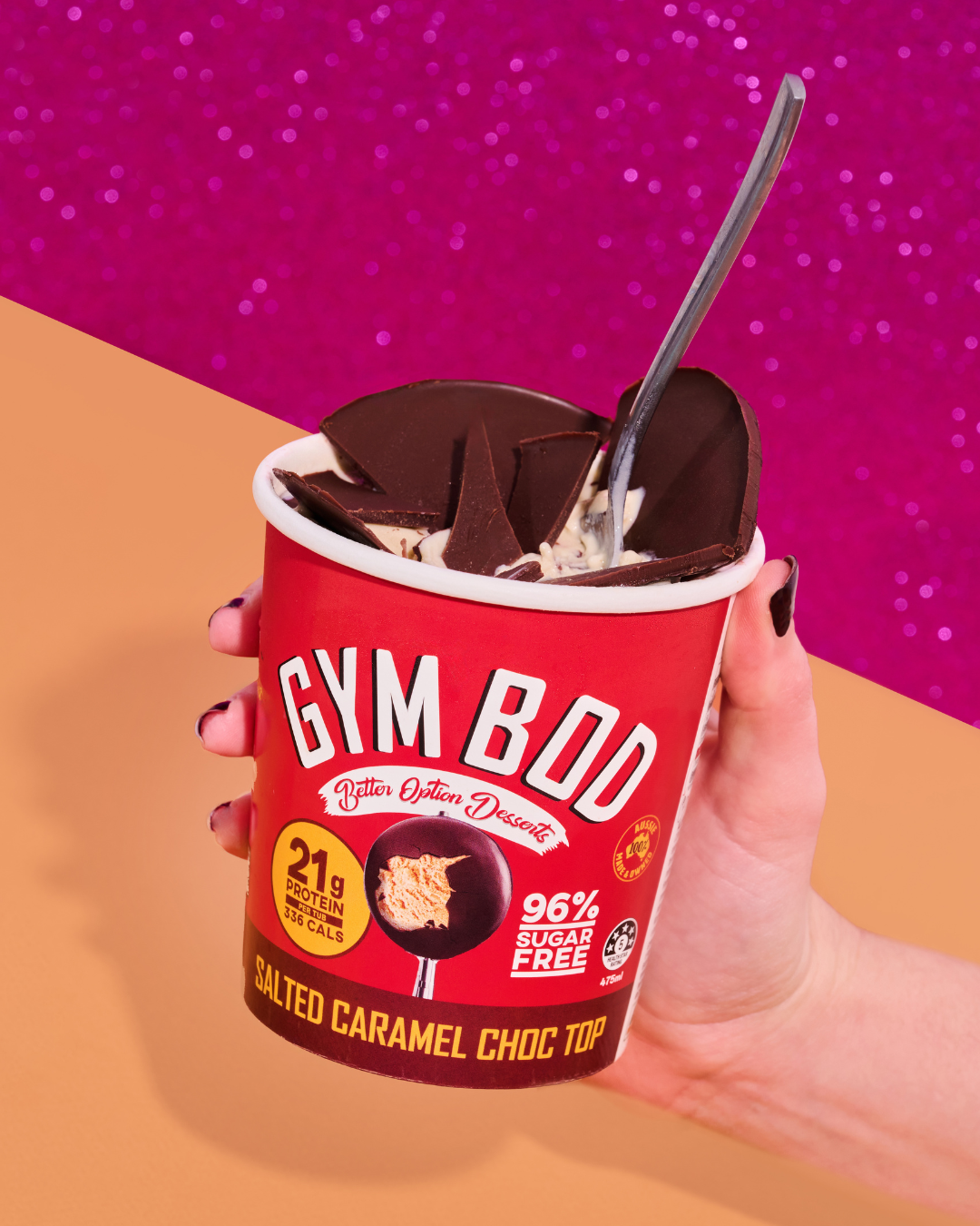 GYM BOD Salted Caramel Choc Top Ice Cre*m 475ml - GYM BOD