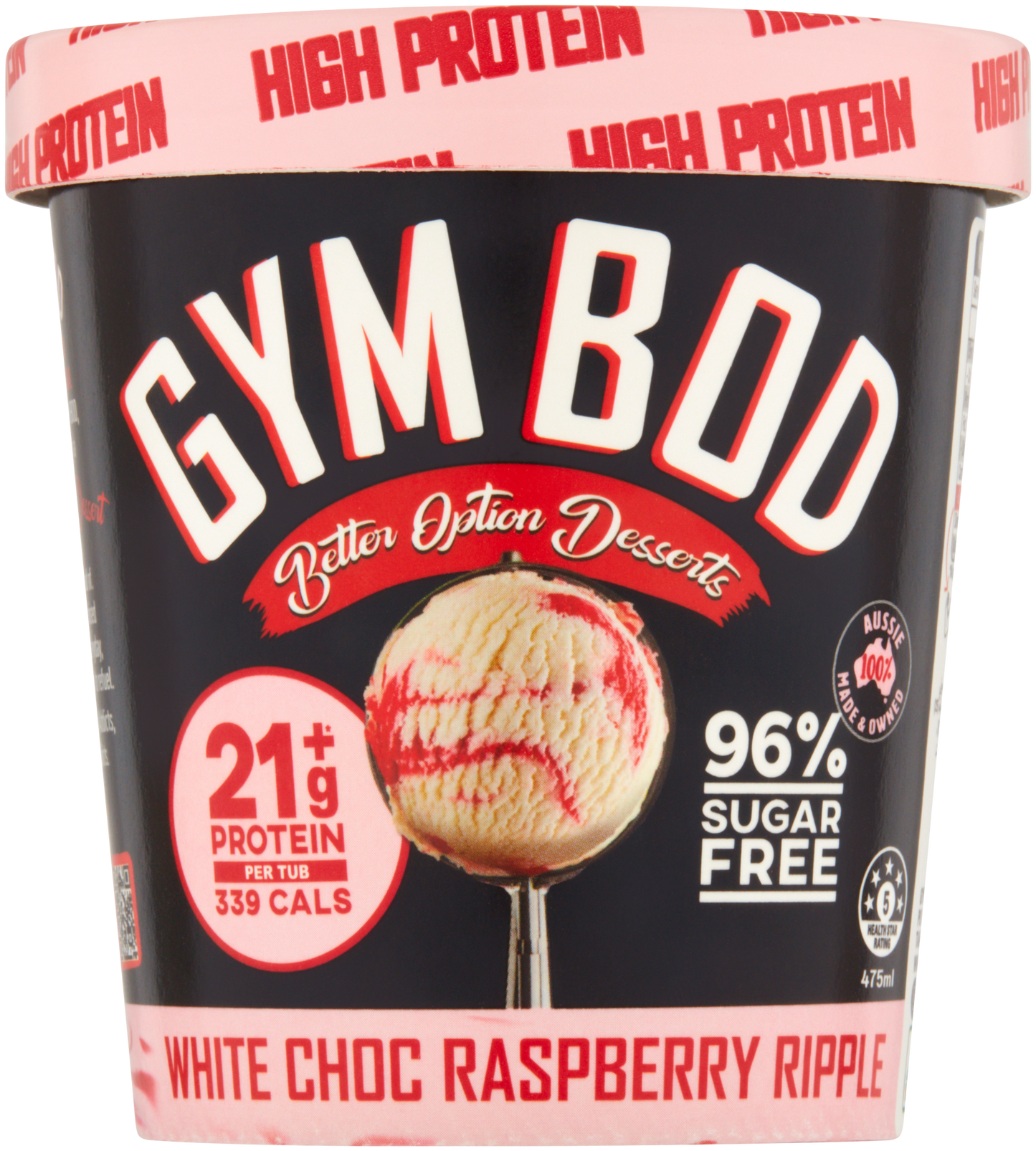 GYM BOD White Chocolate Raspberry Ripple Ice Cre*m 475ml